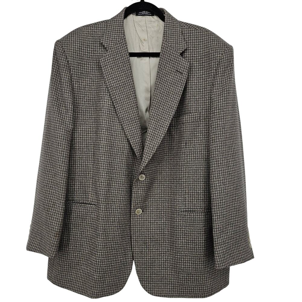 Towncraft 46R Mens Sports Jacket Coat‎ Blazer Houndstooth Wool Silk Blend Tan